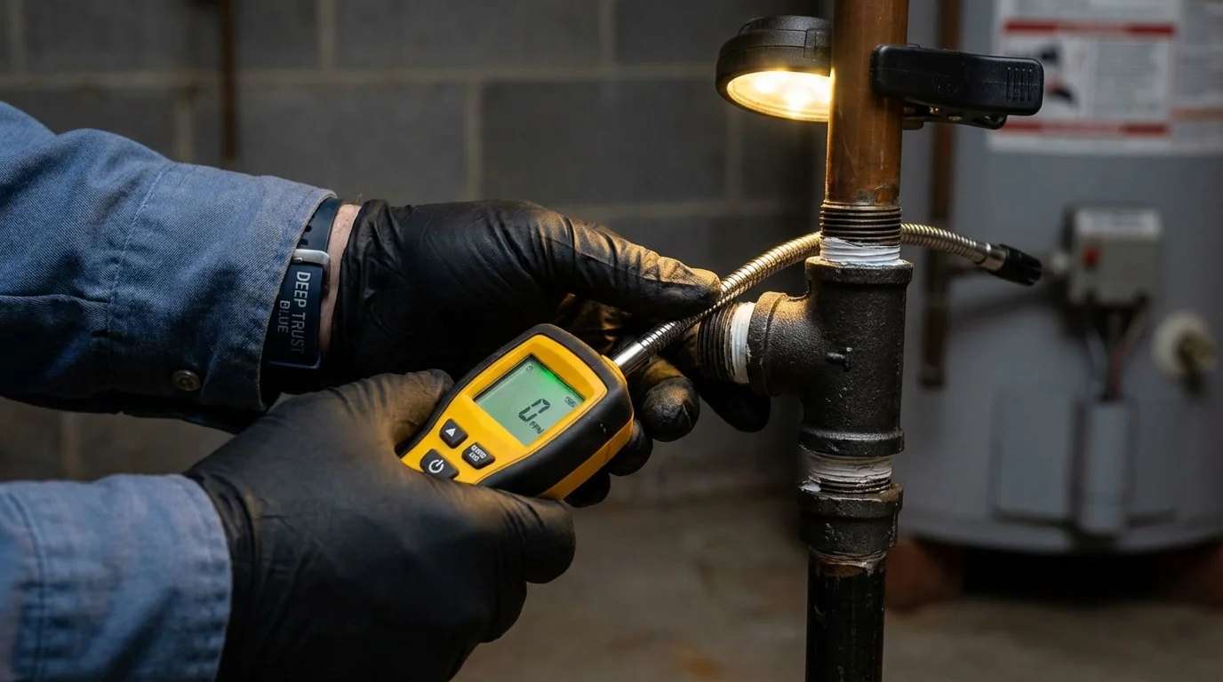 Gas leak detection with electronic sniffer by Johns Plumbing LLC in Kemmerer