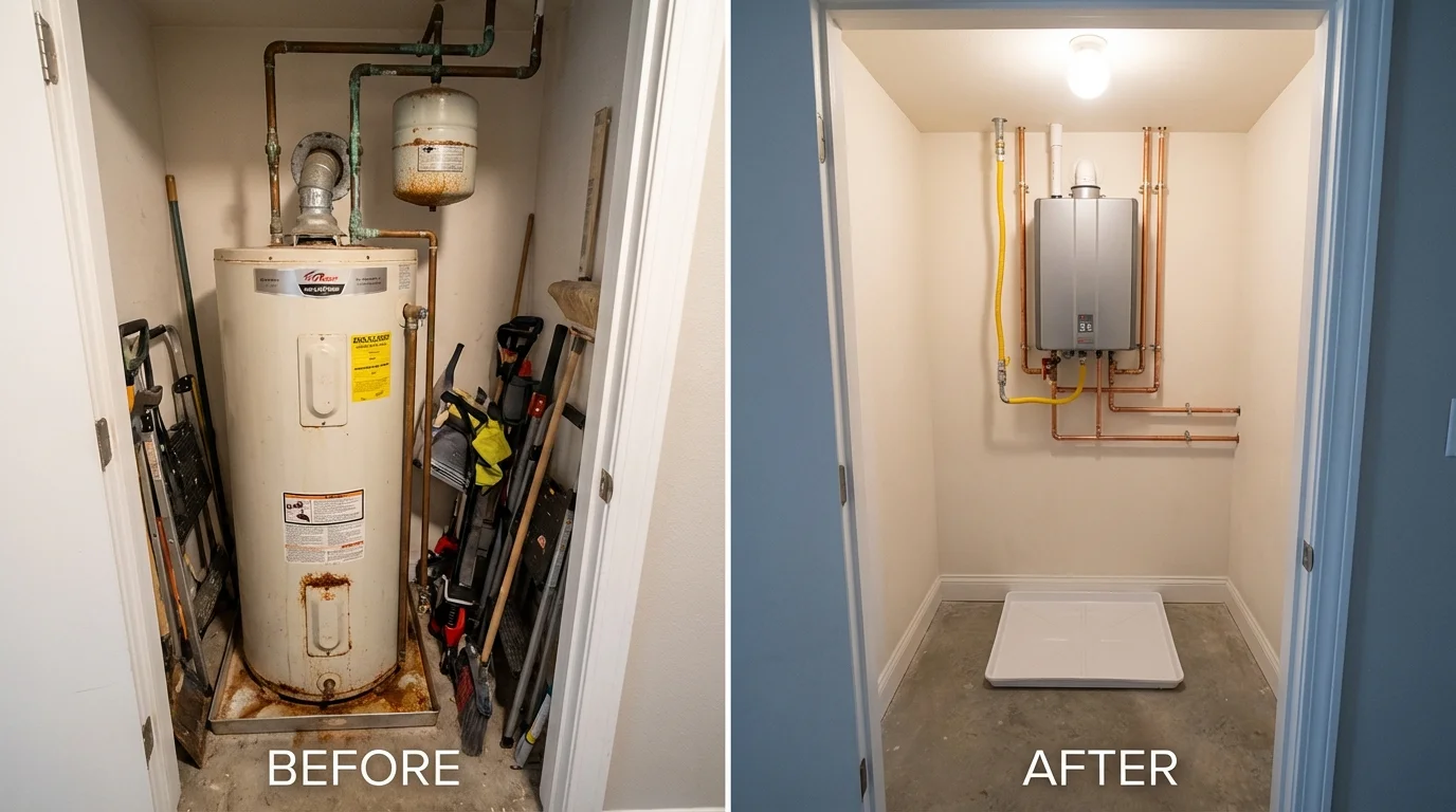 Tank water heater versus wall-mounted tankless unit comparison for Kemmerer, WY homeowners