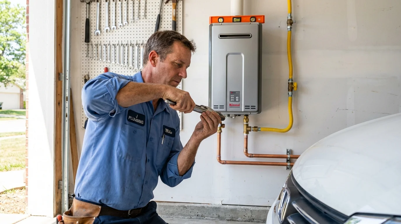 Tankless water heater installation by a Johns Plumbing LLC plumber in Kemmerer